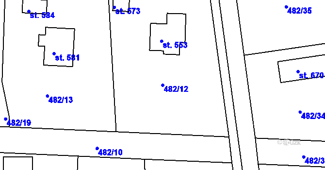 Parcela st. 482/12 v KÚ Malá Hraštice, Katastrální mapa