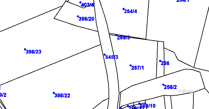 Parcela st. 545/3 v KÚ Malá Hraštice, Katastrální mapa