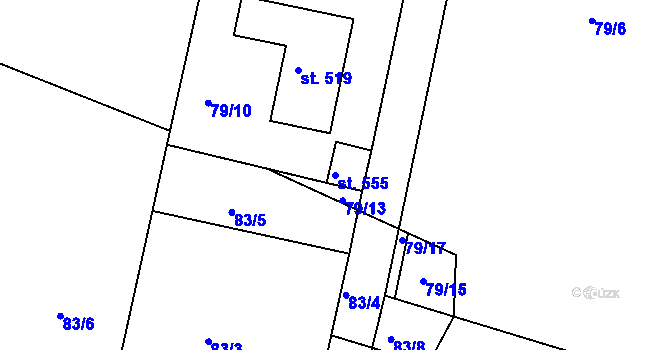 Parcela st. 555 v KÚ Malá Hraštice, Katastrální mapa