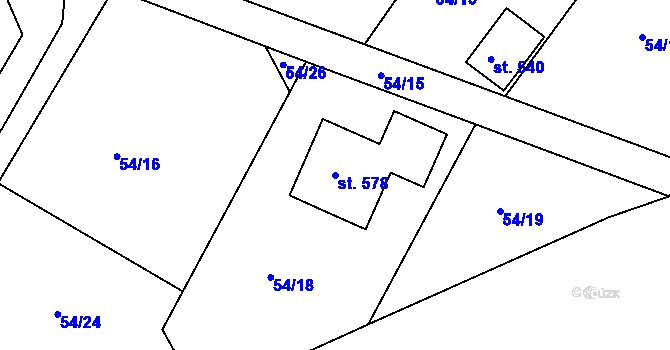 Parcela st. 578 v KÚ Malá Hraštice, Katastrální mapa