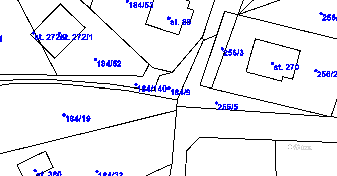 Parcela st. 184/9 v KÚ Velká Hraštice, Katastrální mapa
