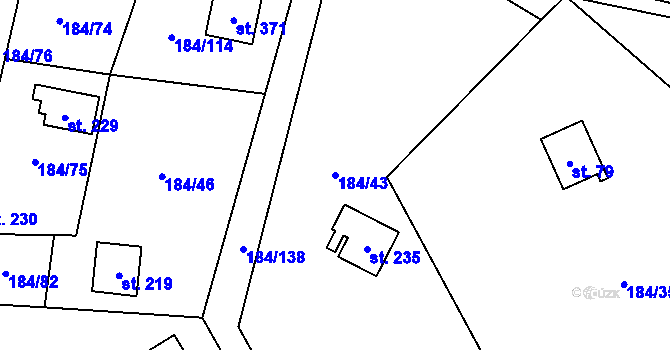 Parcela st. 184/43 v KÚ Velká Hraštice, Katastrální mapa