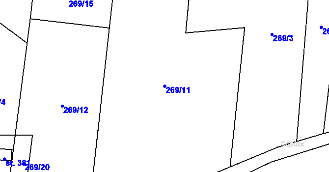 Parcela st. 269/11 v KÚ Velká Hraštice, Katastrální mapa
