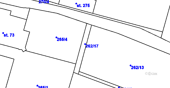 Parcela st. 262/17 v KÚ Velká Hraštice, Katastrální mapa