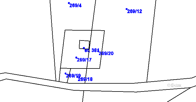 Parcela st. 269/20 v KÚ Velká Hraštice, Katastrální mapa