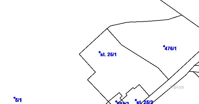 Parcela st. 25/1 v KÚ Malá Lečice, Katastrální mapa