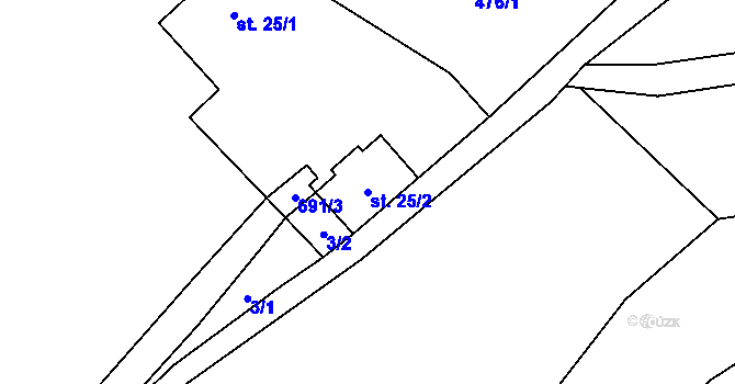 Parcela st. 25/2 v KÚ Malá Lečice, Katastrální mapa