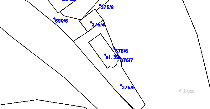 Parcela st. 39 v KÚ Malá Lečice, Katastrální mapa