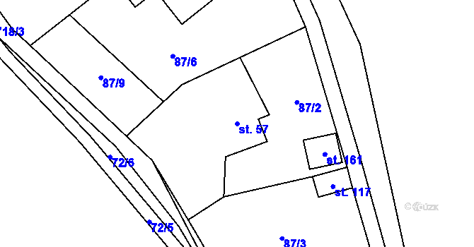 Parcela st. 57 v KÚ Malá Lečice, Katastrální mapa