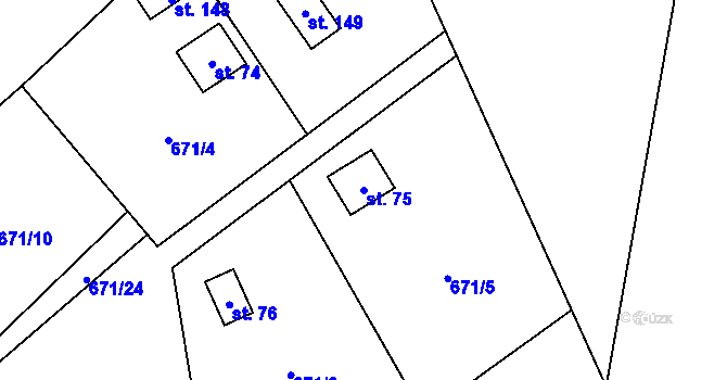 Parcela st. 75 v KÚ Malá Lečice, Katastrální mapa