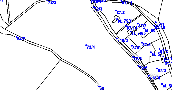 Parcela st. 72/4 v KÚ Malá Lečice, Katastrální mapa