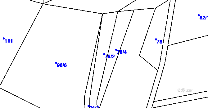 Parcela st. 76/2 v KÚ Malá Lečice, Katastrální mapa
