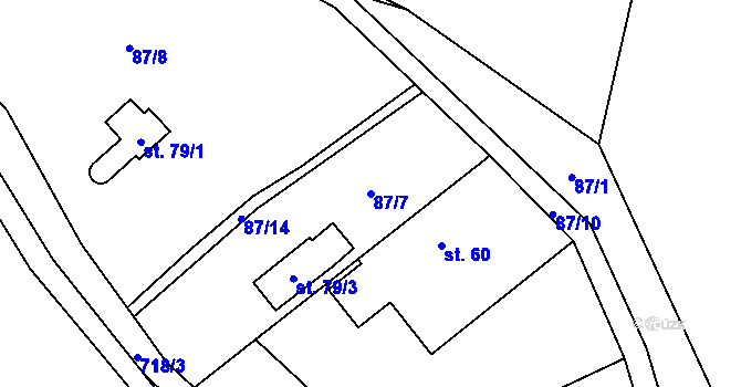 Parcela st. 87/7 v KÚ Malá Lečice, Katastrální mapa