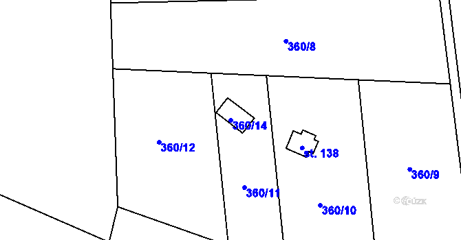 Parcela st. 360/14 v KÚ Malá Lečice, Katastrální mapa