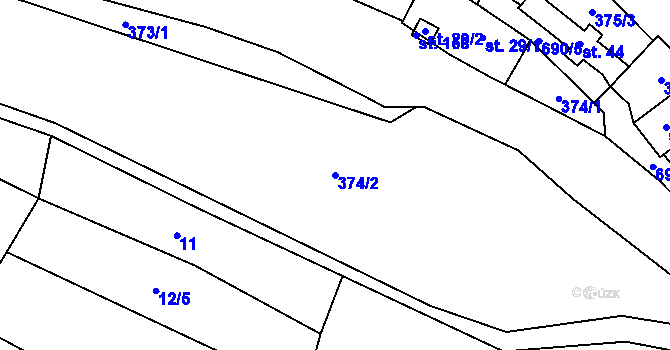 Parcela st. 374/2 v KÚ Malá Lečice, Katastrální mapa