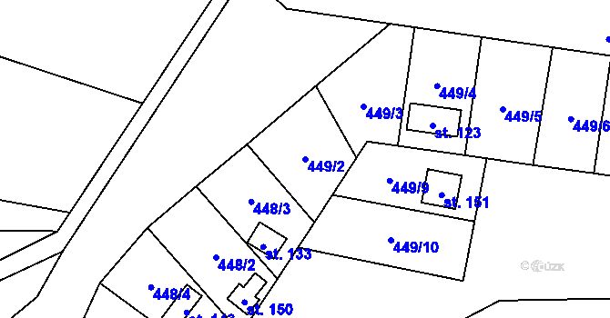 Parcela st. 449/2 v KÚ Malá Lečice, Katastrální mapa