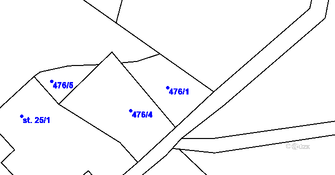 Parcela st. 476/1 v KÚ Malá Lečice, Katastrální mapa