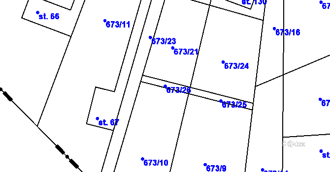 Parcela st. 673/26 v KÚ Malá Lečice, Katastrální mapa