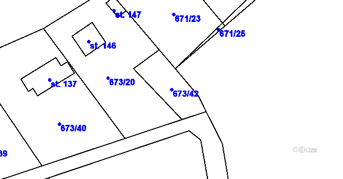Parcela st. 673/42 v KÚ Malá Lečice, Katastrální mapa