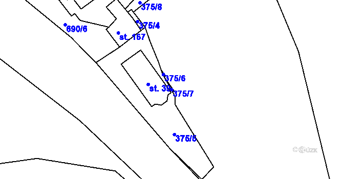 Parcela st. 375/7 v KÚ Malá Lečice, Katastrální mapa