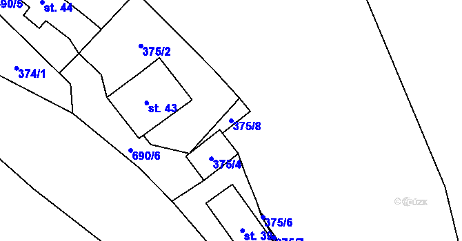 Parcela st. 375/8 v KÚ Malá Lečice, Katastrální mapa