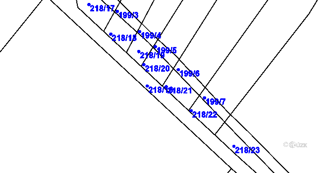 Parcela st. 218/21 v KÚ Malá Lhota, Katastrální mapa