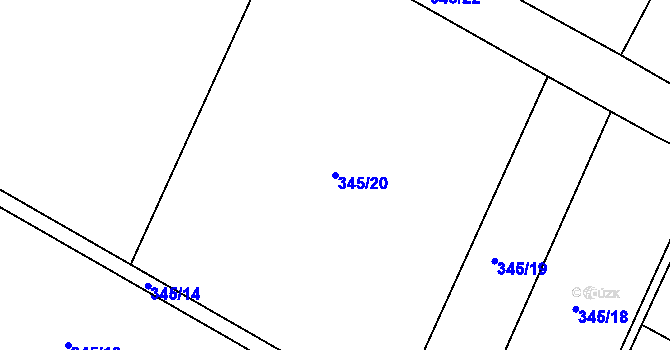 Parcela st. 345/20 v KÚ Malá Lhota, Katastrální mapa