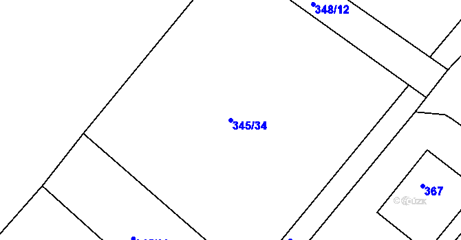 Parcela st. 345/34 v KÚ Malá Lhota, Katastrální mapa