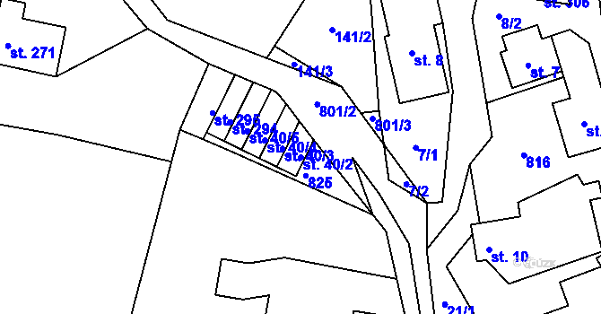 Parcela st. 40/2 v KÚ Malá Lhota u Valašského Meziříčí, Katastrální mapa