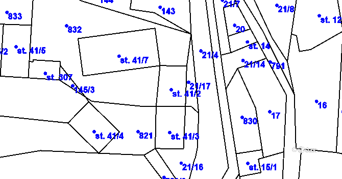 Parcela st. 41/2 v KÚ Malá Lhota u Valašského Meziříčí, Katastrální mapa