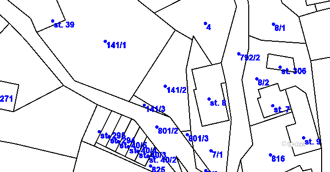 Parcela st. 141/2 v KÚ Malá Lhota u Valašského Meziříčí, Katastrální mapa