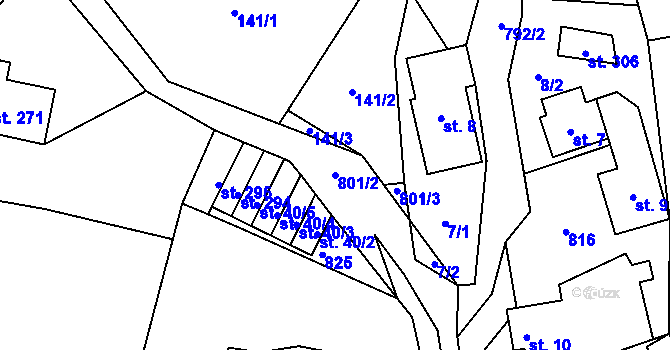 Parcela st. 801/2 v KÚ Malá Lhota u Valašského Meziříčí, Katastrální mapa