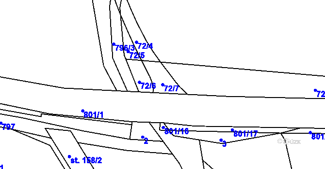 Parcela st. 72/7 v KÚ Malá Lhota u Valašského Meziříčí, Katastrální mapa