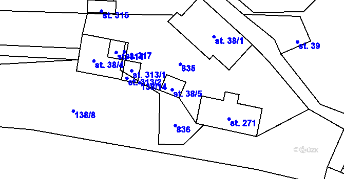 Parcela st. 38/5 v KÚ Malá Lhota u Valašského Meziříčí, Katastrální mapa