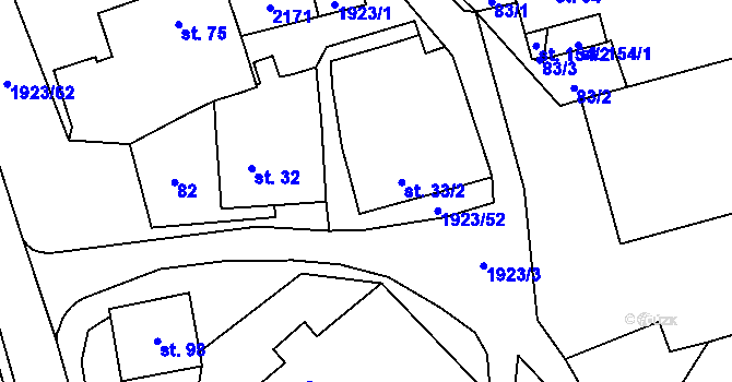 Parcela st. 33/2 v KÚ Malá Losenice, Katastrální mapa