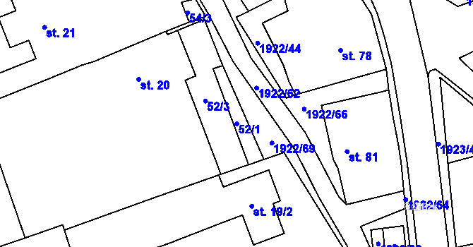Parcela st. 52/1 v KÚ Malá Losenice, Katastrální mapa