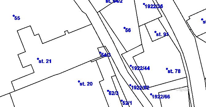 Parcela st. 54/3 v KÚ Malá Losenice, Katastrální mapa