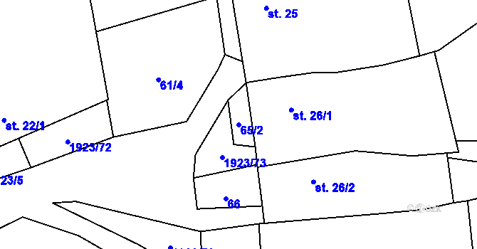 Parcela st. 65/2 v KÚ Malá Losenice, Katastrální mapa