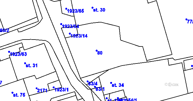 Parcela st. 80 v KÚ Malá Losenice, Katastrální mapa