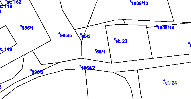 Parcela st. 60/1 v KÚ Malá Losenice, Katastrální mapa