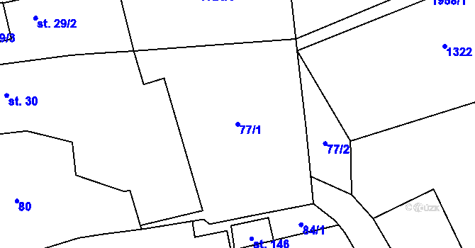 Parcela st. 77/1 v KÚ Malá Losenice, Katastrální mapa
