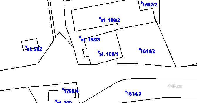 Parcela st. 188/1 v KÚ Malá Morava, Katastrální mapa