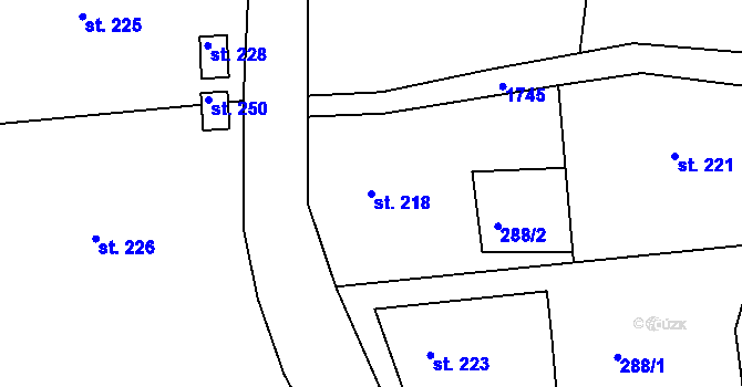 Parcela st. 218 v KÚ Malá Morava, Katastrální mapa