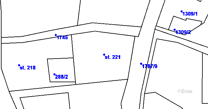 Parcela st. 221 v KÚ Malá Morava, Katastrální mapa