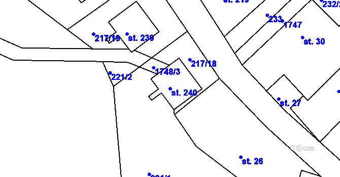 Parcela st. 240 v KÚ Malá Morava, Katastrální mapa