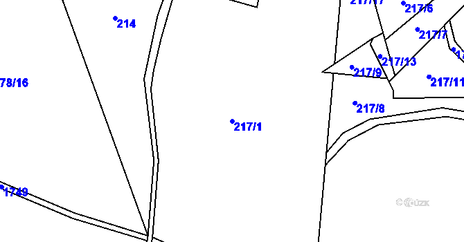 Parcela st. 217/1 v KÚ Malá Morava, Katastrální mapa