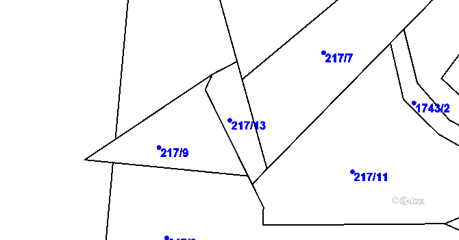 Parcela st. 217/13 v KÚ Malá Morava, Katastrální mapa