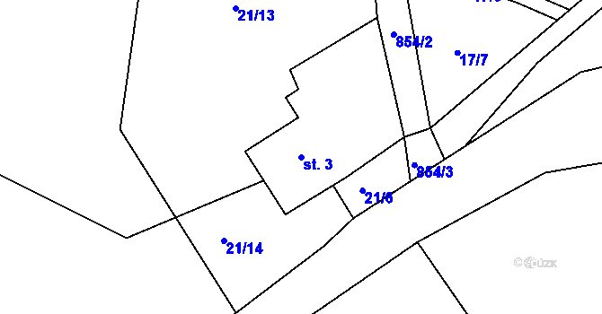 Parcela st. 3 v KÚ Sklené u Malé Moravy, Katastrální mapa