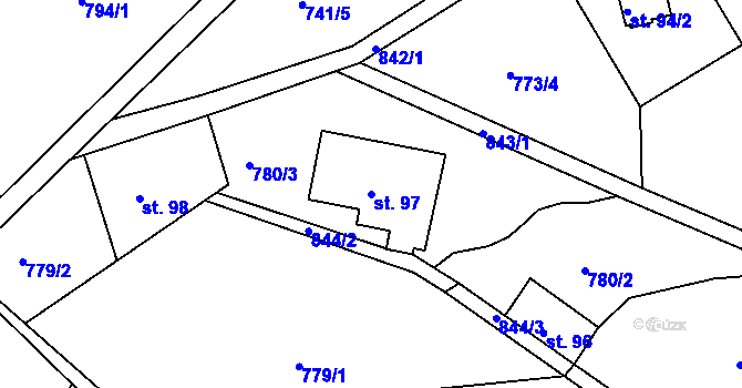 Parcela st. 97 v KÚ Sklené u Malé Moravy, Katastrální mapa