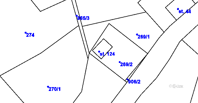 Parcela st. 124 v KÚ Sklené u Malé Moravy, Katastrální mapa